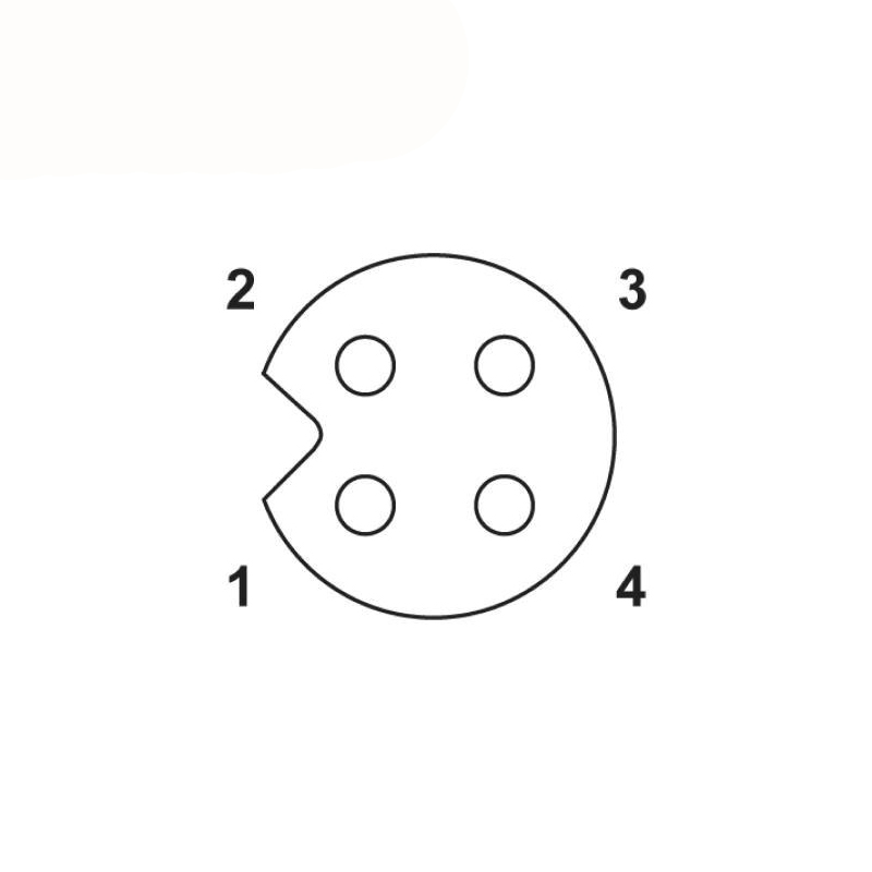 M5 4pins A code male right angle to female straight cable,unshielded,PVC,-40°C~+105°C,26AWG 0.14mm²,brass with nickel plated screw